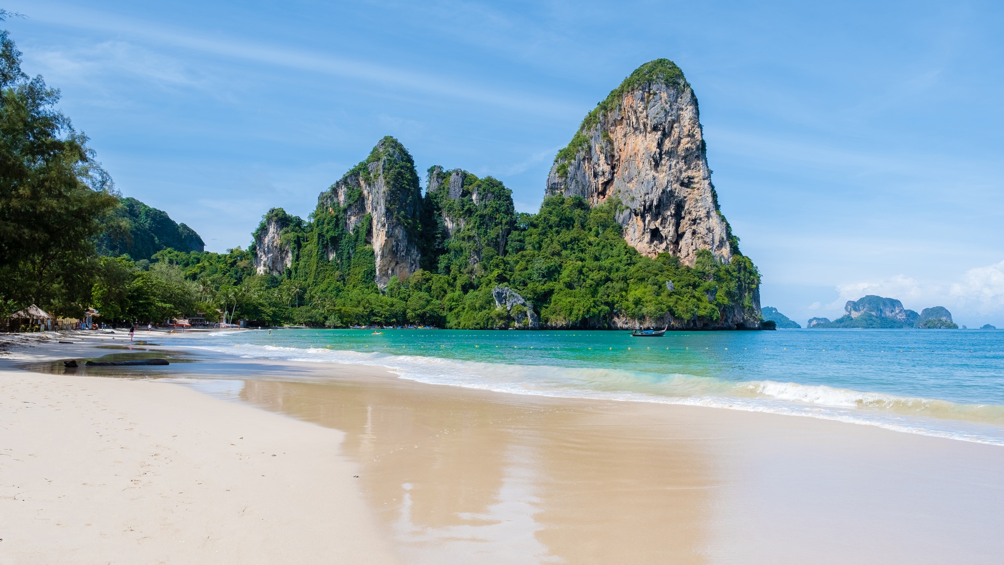 Railay Beach Krabi Thailand, the tropical beach of Railay Krabi Thailand on a sunny day